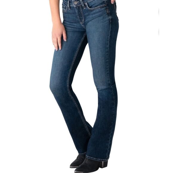 Silver Jeans Co. Womens Mid-rise Curvy Suki Slim Bootcut Jeans Indigo‎ Sz 28 NWT - Picture 1 of 11